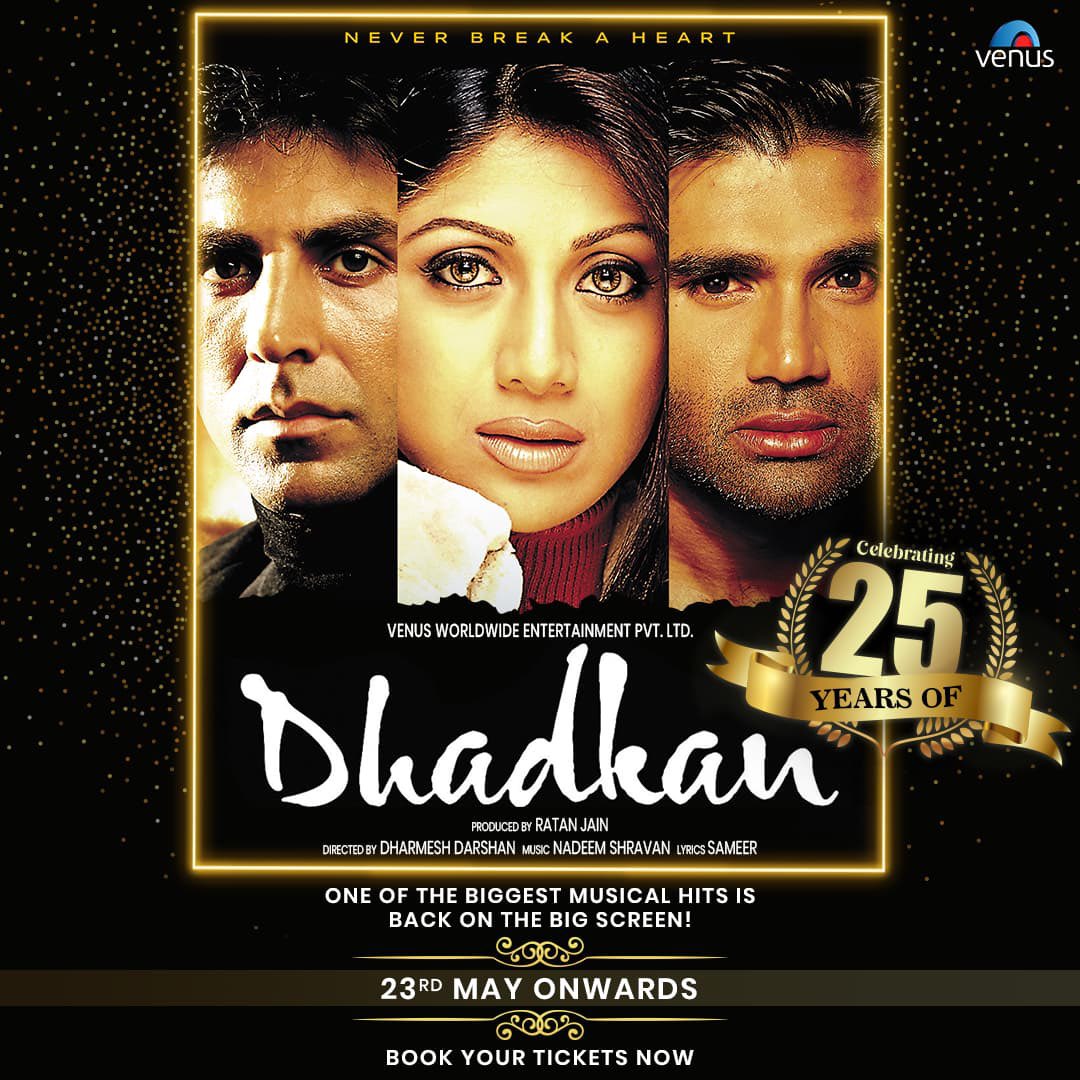Suniel Shetty (@sunielvshetty) on Twitter photo A timeless tale of love and emotions is back on the big screen on 23rd May!
Let your hearts beat to its rhythm once again. <a href="/akshaykumar/">Akshay Kumar</a> <a href="/TheShilpaShetty/">SHILPA SHETTY KUNDRA</a> <a href="/rtnjn/">Ratan Jain</a> A timeless tale of love and emotions is back on the big screen on 23rd May!
Let your hearts beat to its rhythm once again. <a href="/akshaykumar/">Akshay Kumar</a> <a href="/TheShilpaShetty/">SHILPA SHETTY KUNDRA</a> <a href="/rtnjn/">Ratan Jain</a>