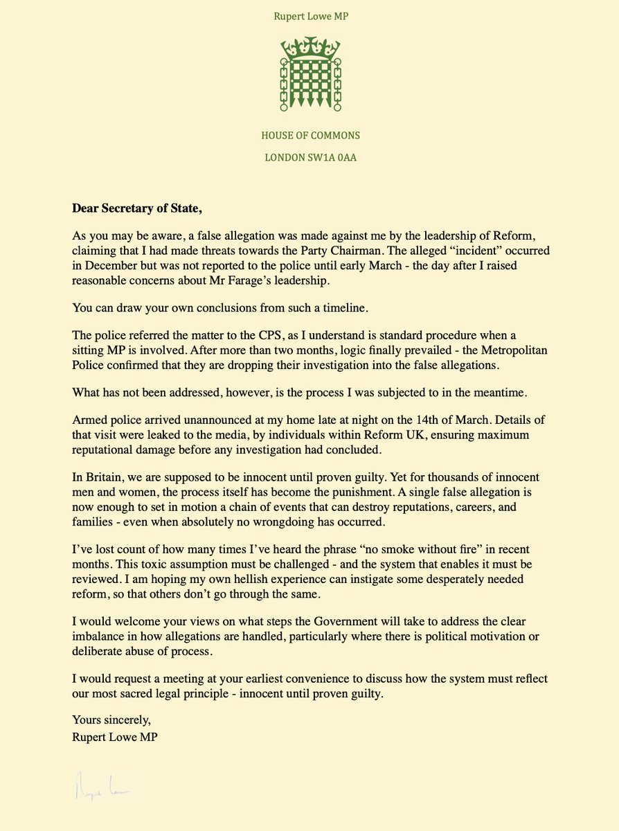 We are supposed to be innocent until proven guilty, yet for thousands of British men and women, the process itself has become the punishment.

I have written to the Secretary of State for Justice, in the hope that my own hellish experience can instigate change.