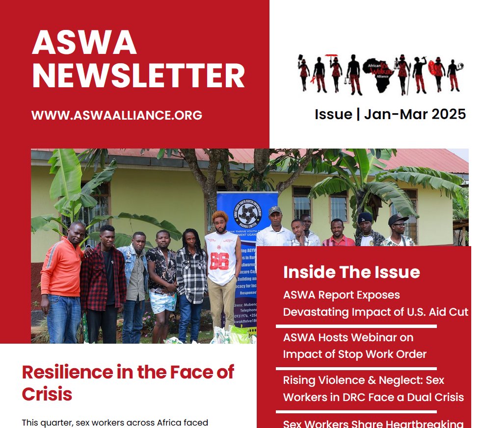 AfricaSexWork's tweet image. ASWA Newsletter — Resilience in Crisis

2025 began with a blow: the suspension of U.S. foreign aid has hit sex workers across Africa hard. Clinics are closing. Lives are at risk. But sex worker communities are rising.

📌 ASWA is leading urgent advocacy
📌 Exposing the aid