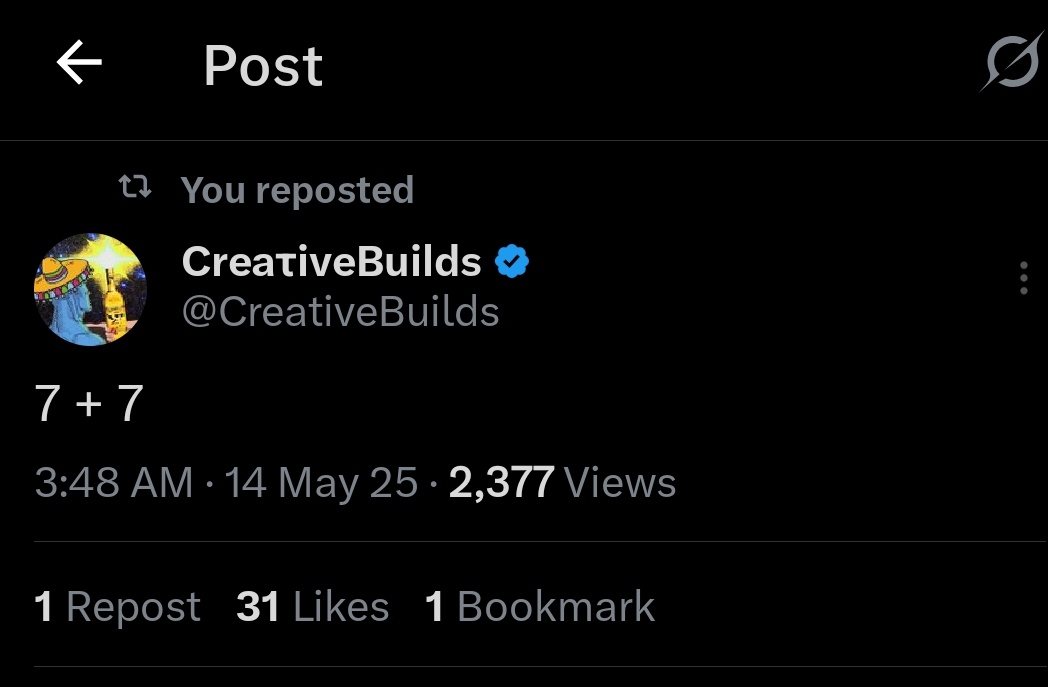 JustinB46587491's tweet photo. So let me get this straight...
@JosephJacks_ hinting at "Liquidity via partnership." and @CreativeBuilds #SN77 says "7+7" (=14) ie @TAOHash #SN14
may be nothing... https://t.co/Q8S4kYK0hP