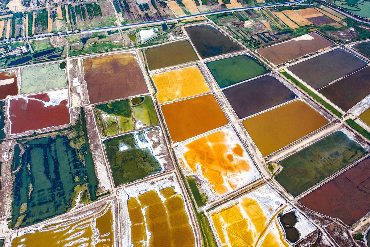 CGTNGlobalBiz's tweet image. 🌡️🔥 Recent scorching temperatures have transformed Yuncheng Salt Lake in Shanxi Province, China, into a vibrant natural masterpiece! The lake now dazzles like a giant earthly palette, painting the landscape with surreal colors—a true feast for the eyes. 🎨👁️ #NaturalWonders