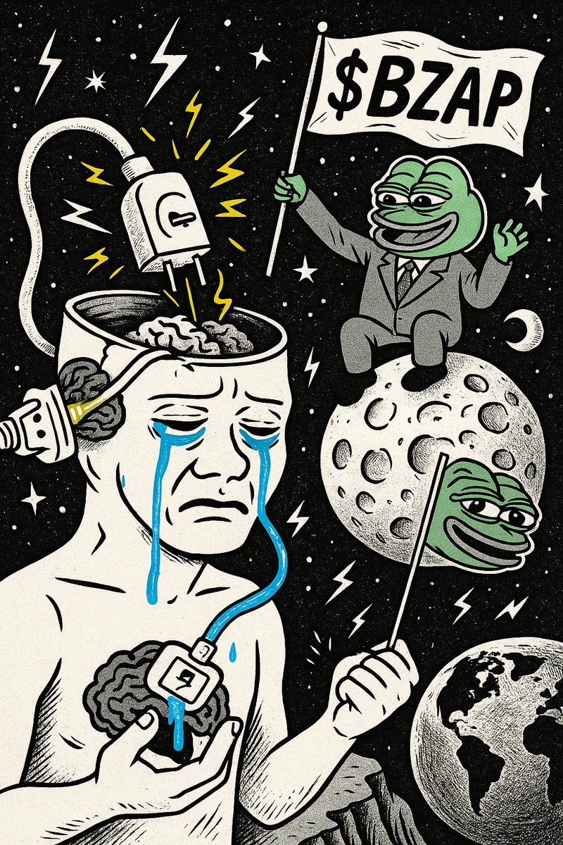 “Logic makes you poor.”

Wojak unplugged his brain and jacked in $BZAP.

Pepe: “Full meme power mode: activated.”

#BZAP #FinalBattle #MemeWarDay7 #IQ0Victory #ShortCircuitConsensus