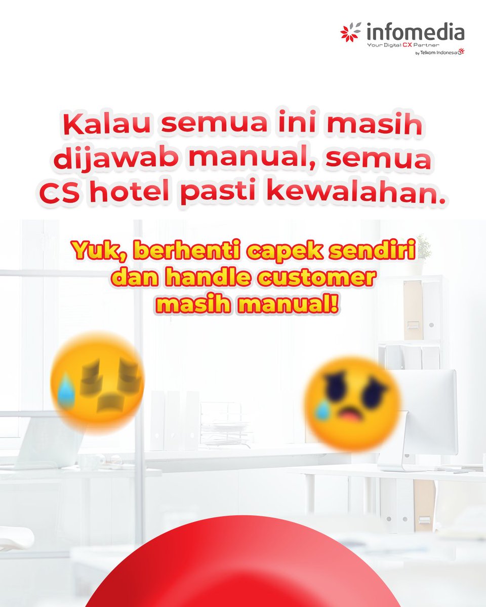 infonusa's tweet photo. Tamu tanya terus, CS kewalahan? 😵‍💫
Saatnya pakai AI Chatbot dari Infomedia! 🚀
Fiturnya?
✅ Auto-reply 24/7
✅ CS lebih fokus
✅ Tamu makin puas

Bikin hotelmu #NaikKelas bareng solusi digital!
➡️ https://t.co/q7Uwn3Yl1W
#infomediaajadulu #CurhatCustomer #AIChatbot #HotelTech https://t.co/2bFoPM9SzL