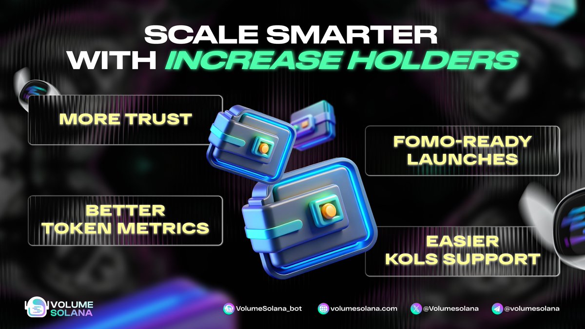 Scale Smarter with Increase Holders

You just launched a token. Chart is live. Hype is building. But something’s missing: credibility

You don’t know how to build early trust. How to show real traction. How to make people believe it’s not “just another token.

🔑 That’s where