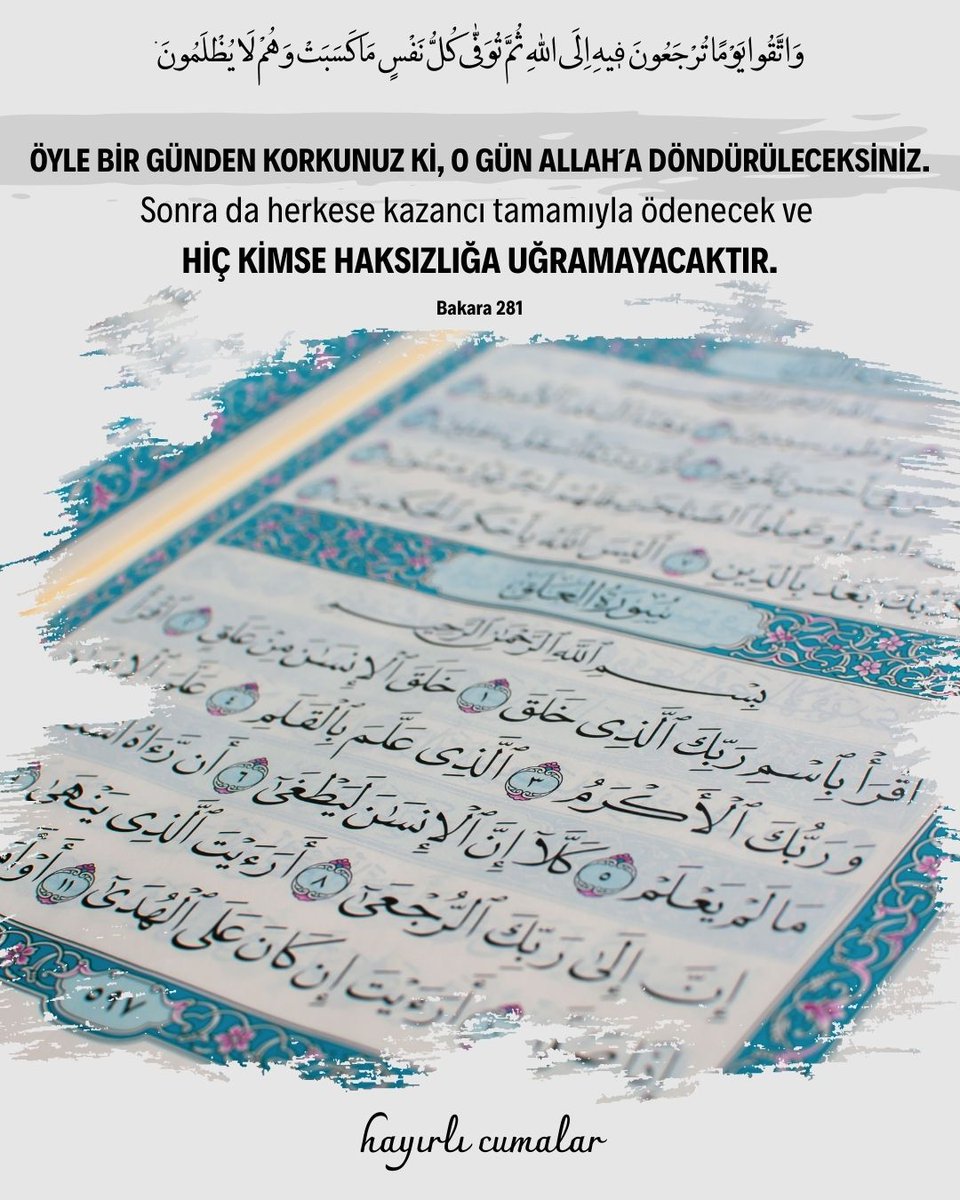 Öyle bir günden korkun ki O gün Allah'a döndürüleceksiniz 
Bakara 281
#hayirlicumalar #cumamızmübarekolsun 
anadoluinfak.org