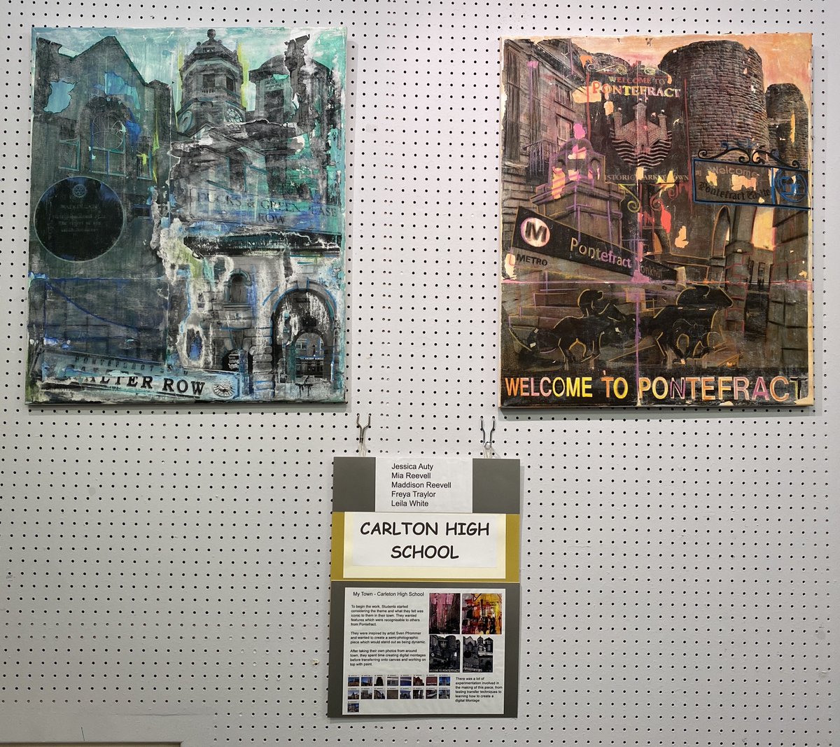 PontefractCivic's tweet photo. Fri 9 May, we launched schools 'My Town' art exhibition, 9 local schools on show at Pontefract Library till Fri 23 May - you won't want to miss it.
The exhibition was curated by our members, Rhona Crichton & David Crichton.
#art #placemaking #placeshaping @civic_voice https://t.co/UKFQsflzmE