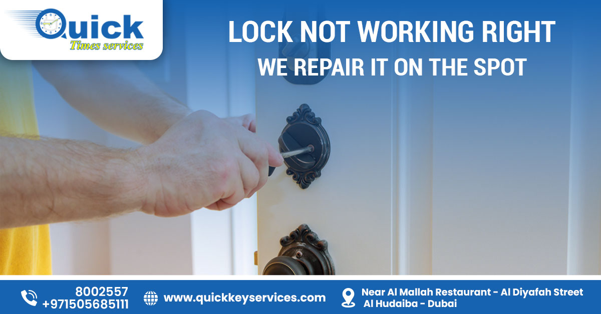 QTSLockmith's tweet photo. Don't ignore a faulty lock! Our expert locksmiths at Quick Times Services offer on-the-spot lock repair to restore your security. #LockRepair #LockFixDubai #BrokenLock #DoorLockRepair #LocksmithDubai #HomeSecurity #CommercialLocks #EmergencyLockRepair #FixYourLock #DubaiServices https://t.co/Gi8Lh9ho5X