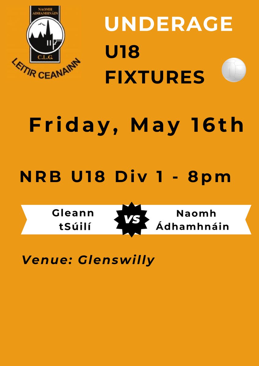 Our Minor boys travel to Glenswilly this evening. All support welcome !