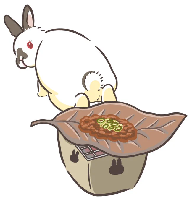 東海3県の名物に変身!うさぎシリーズ岐阜県、朴葉味噌(ほおばみそ)に変身!様ありがとうございました!6/21・22 名古屋クリエーターズマーケット(チロチョンとの合同出展:レッチロ)にて、シールにして販売します。#うさぎ #イラスト #名古屋クリエーターズマーケット 