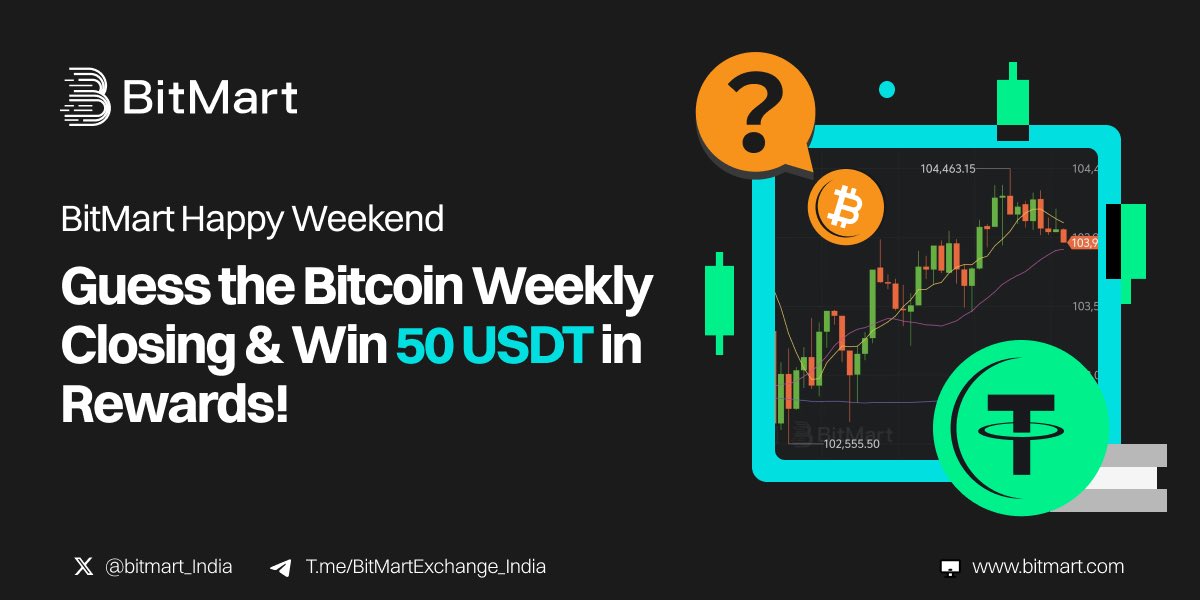 🎁 BitMart Happy Weekends Activity!
📊 Predict #Bitcoin Weekly closing price &amp; Win 50 USDT!

🔹RT Last 3 posts &amp; Predict the price in comments!
🔹Follow <a href="/BitMart_India/">PenguInCrypto</a> &amp; Join T.me/BitMartExchang…
🔹fill the form: forms.gle/Rq1DgrC7gbj3sS…

📲 Register on BitMart: