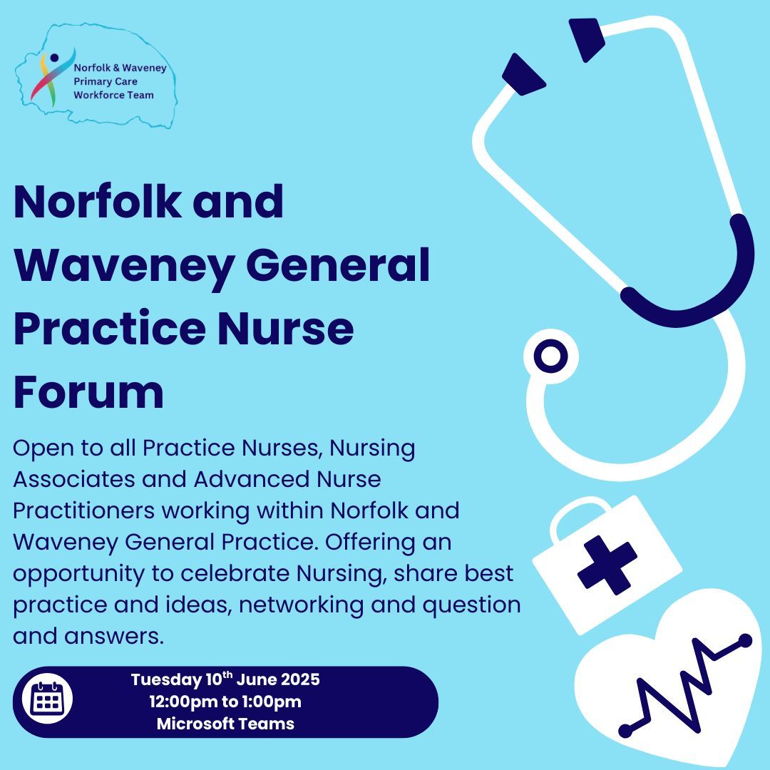 PrimaryCareWorkforce (@nwpcworkforce) on Twitter photo Are you a #GeneralPractice #Nurse, #NursingAssociate or #AdvancedNursePractitioner working in #NorfolkandWaveney? We would like to invite you to our General Practice Nurse Forum on Tuesday 10th June 2025, email: nwicb.primarycareworkforce@nhs.net for an invite. Are you a #GeneralPractice #Nurse, #NursingAssociate or #AdvancedNursePractitioner working in #NorfolkandWaveney? We would like to invite you to our General Practice Nurse Forum on Tuesday 10th June 2025, email: nwicb.primarycareworkforce@nhs.net for an invite.
