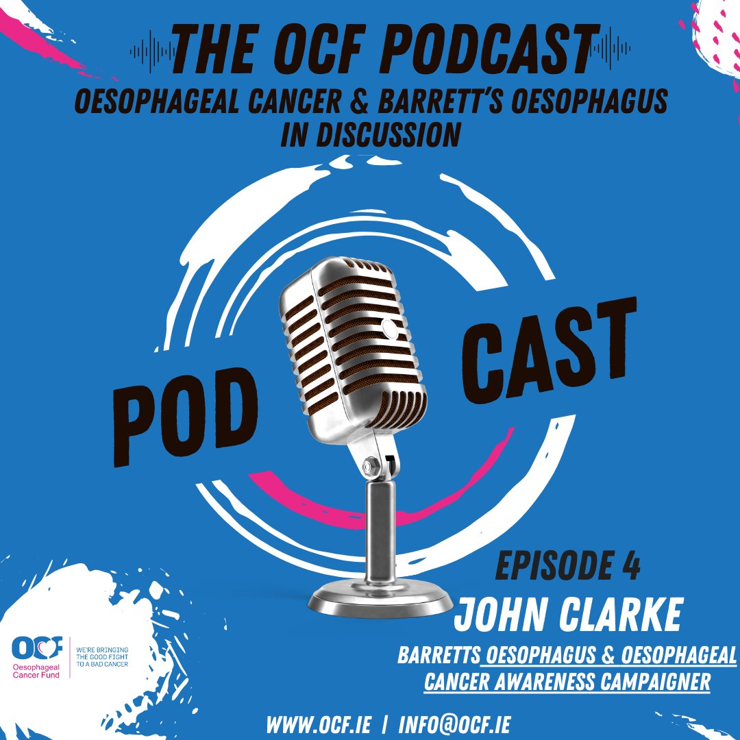 Oesophageal Cancer Fund (@oesophagealcf) on Twitter photo OCF Podcast - Episode 4 is OUT NOW !! Guest: John Clarke - Barrett's Oesophagus patient and Oesophageal Cancer awareness campaigner. Listen here: open.acast.com/public/streams…
For further info on the work of the <a href="/OesophagealCF/">Oesophageal Cancer Fund</a>, please visit ocf.ie.
#OCFbyyourside OCF Podcast - Episode 4 is OUT NOW !! Guest: John Clarke - Barrett's Oesophagus patient and Oesophageal Cancer awareness campaigner. Listen here: open.acast.com/public/streams…
For further info on the work of the <a href="/OesophagealCF/">Oesophageal Cancer Fund</a>, please visit ocf.ie.
#OCFbyyourside