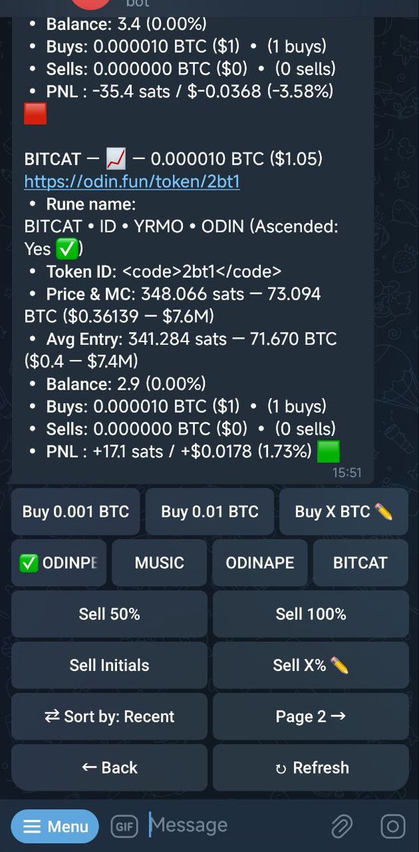 pupsodinbot's tweet image. ⚠️ Pupsbot Beta is LIVE for Tier 1 user!
You should be able to initiate /start on the bot, deposit BTC and trade on Odin directly from Telegram.
To check your tier, use /whitelist from the menu.
Try it out!