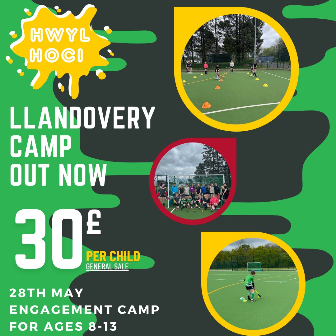🚨Hwyl Hoci hits Llandovery in just 10 DAYS!

Kids between 8 and 13 can join us this May half term for fun-focused hockey, building skills and friendships!☀

Kids of ALL abilities are welcome at the camp, so be sure to secure your spot now!

🏑hockeywales.org.uk/event-details/…