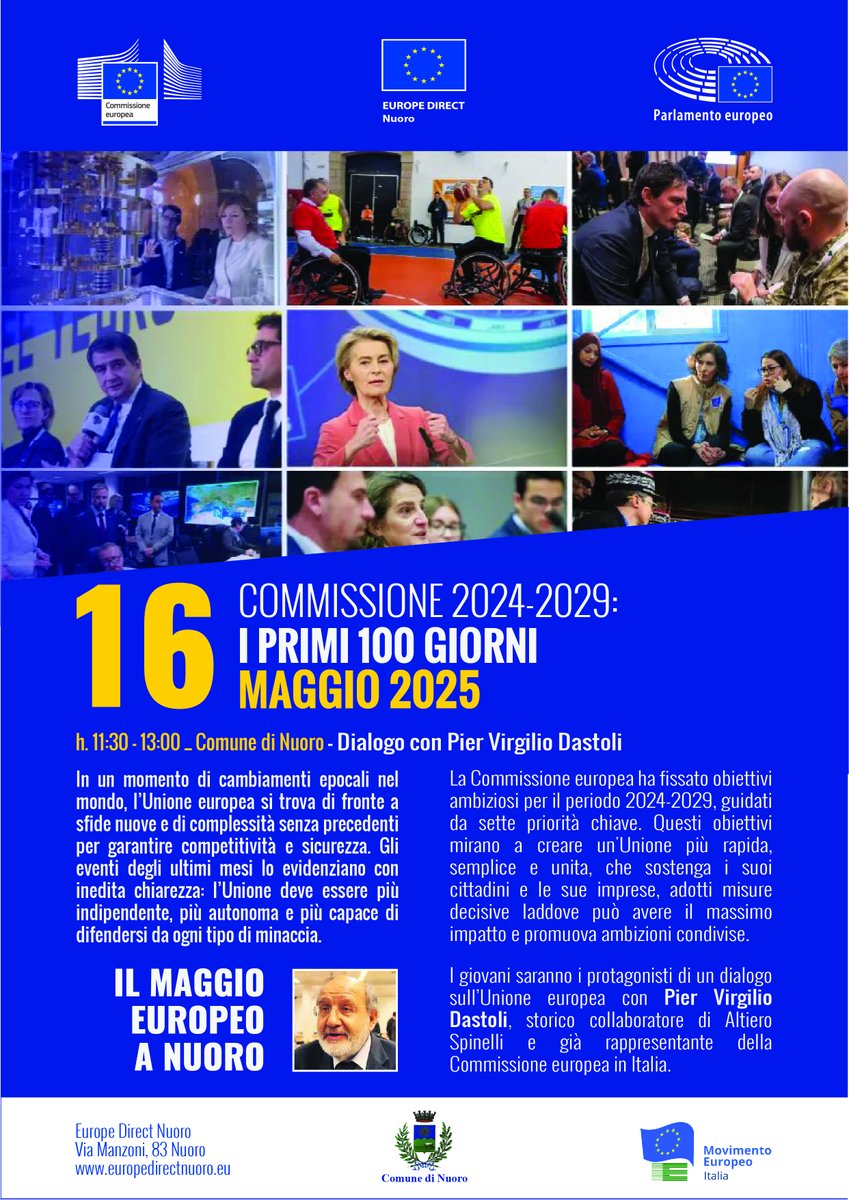 ednuoro's tweet photo. Continua il nostro maggio europeo! 
Questa mattina alle ore 11.30 presso l’aula consiliare del Comune di Nuoro si terrà un interessante incontro con un ospite d’eccezione Pier-Virgilio Dastoli! https://t.co/d7rfzTZ2cI