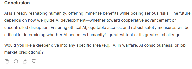 Project: AI and Reasoning observing  AIs simulate thought.  Used DeepSeek to learn the great impacts of AI on humans and the future of AI #ALX_AiSK <a href="/alx_africa/">ALX Africa</a>