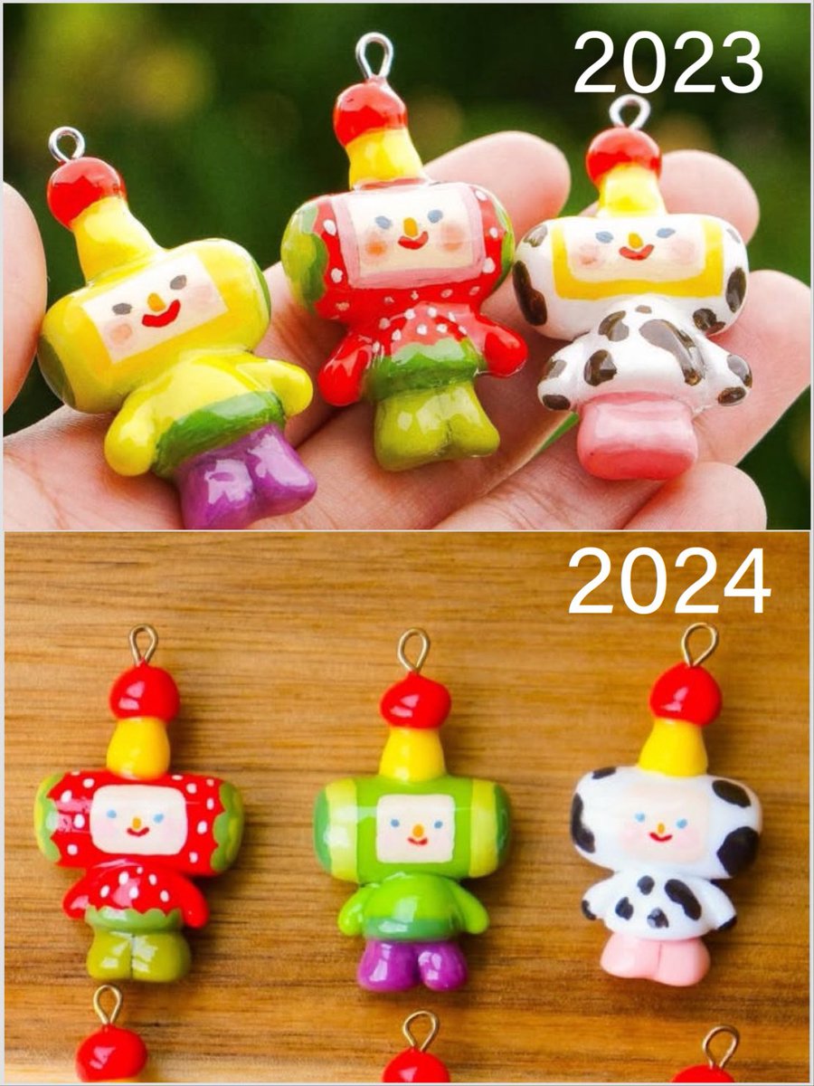 Magikai_Crafts's tweet photo. Comparing my two batches of Katamari charms over the years 👀

2023 vs. 2024 
my first attempt vs. my most recent batch! ^o^ https://t.co/sjdE6eBJto