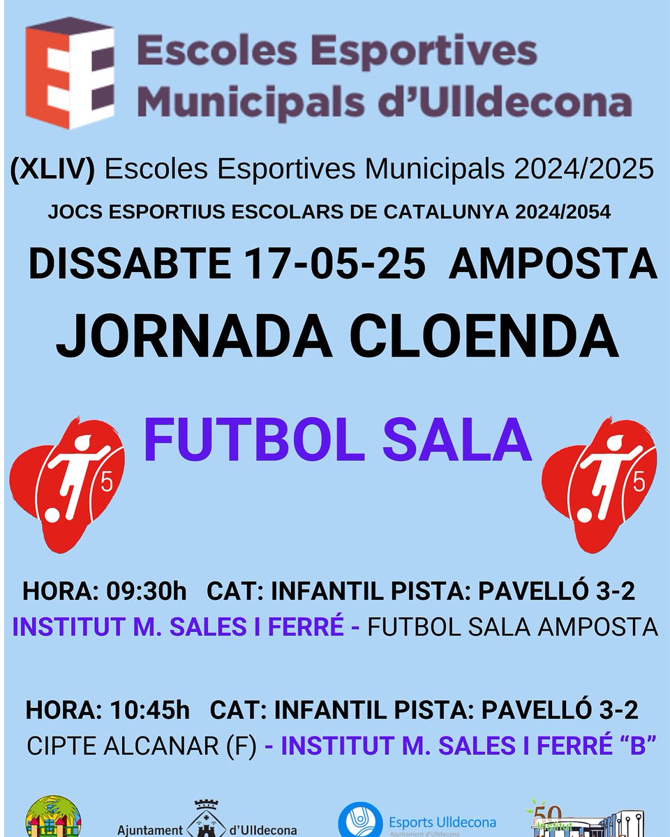 💥⚽️Agenda esportiva del futbol sala de les EEM d’aquest cap de setmana⚽️💥