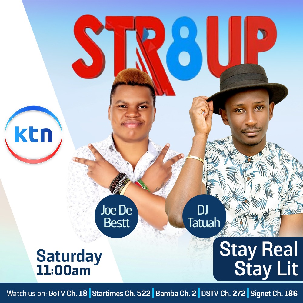 StandardKenya's tweet photo. Saturday just got lit!
Join Joe De Bestt & DJ Tatuah on #STR8UP for the hottest music, vibes, and real talk.
Every Saturday | 11AM | Only on KTN
#StayRealStayLit #KTNKenya #STR8UPShow https://t.co/WNRcNEZaMQ