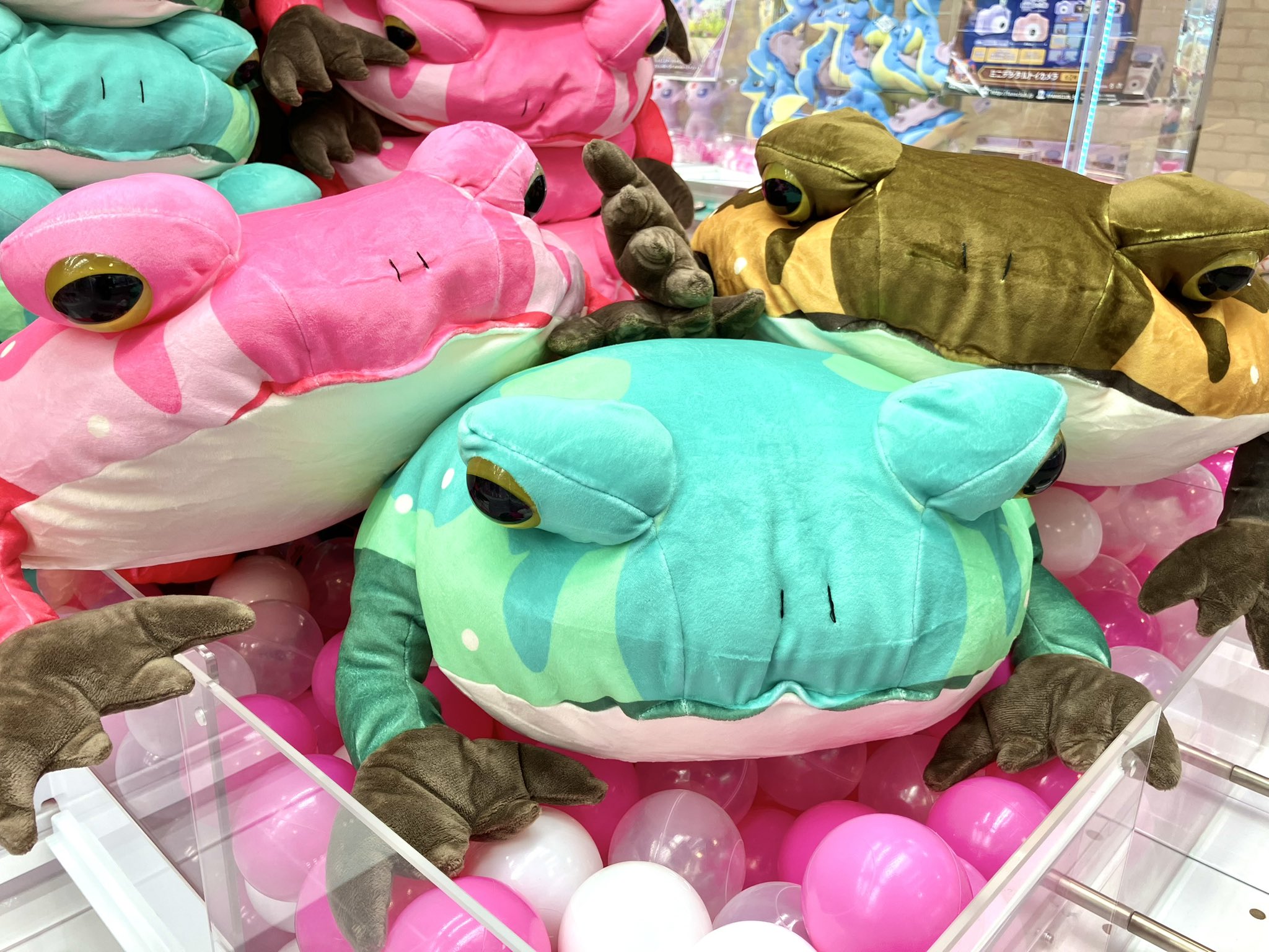 【特価】モチコとおおきなアメフクラカエル　ぬいぐるみ ミント ブラウン ピンク 特価】モチコとおおきなアメフクラカエル ぬいぐるみ ミント