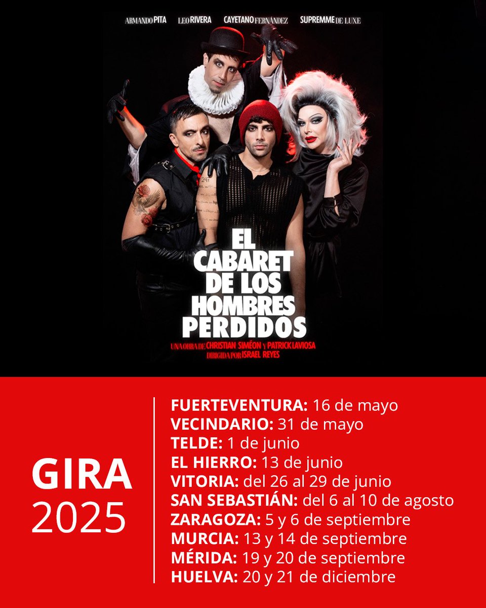 #ElCabaretDeLosHombresPerdidos sale de nuevo de gira! Vuelve a Canarias y después estará por la península.

👉 Toda la información en leo-rivera.com
