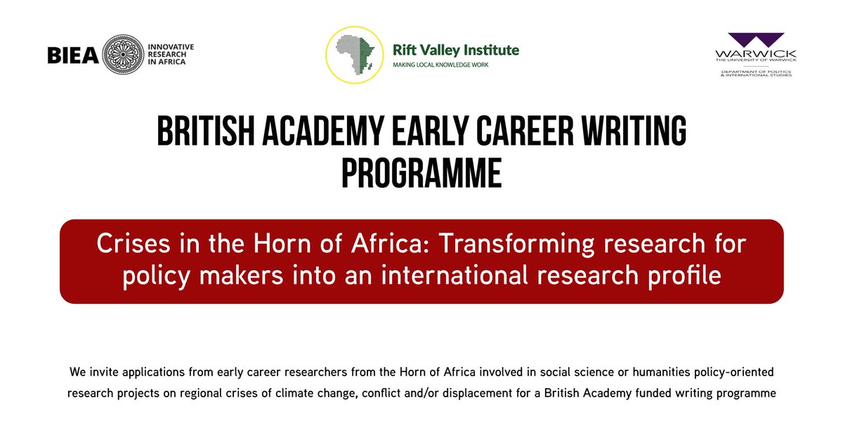 The_BIEA's tweet image. #BIEAaResearch #CallForPapers
😇 Ready to take the helm?
🌍 ECRs located in the Horn of Africa are called upon to participate so as to ensure that critical insights inform effective policy decisions
✅ Visit:  biea.ac.uk/call-for-appli…
🗓️ Deadline on: Monday 2nd June
#ECRCommunity