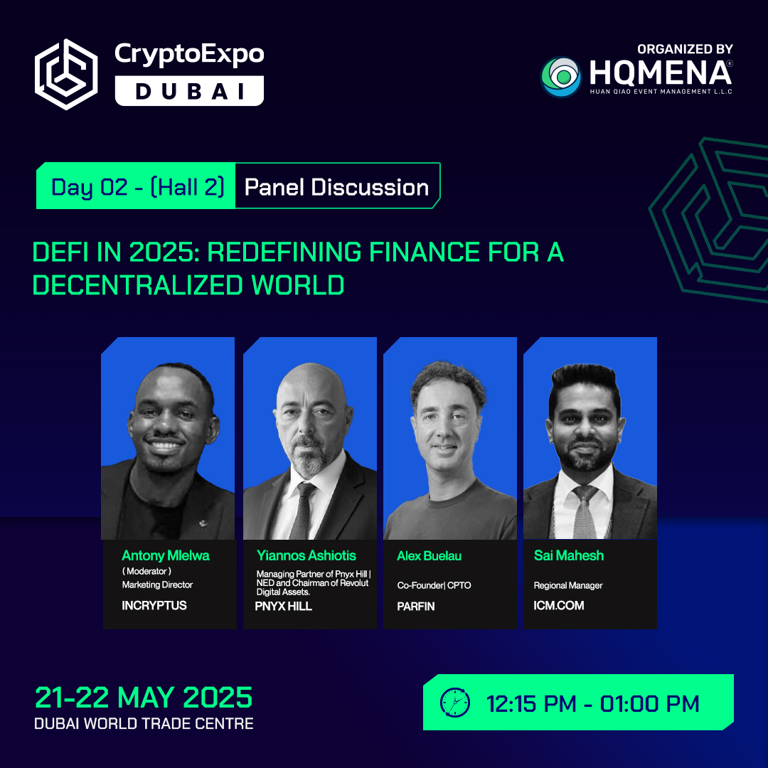 TheCryptoExpo's tweet photo. Join us on Day 2 at Crypto Expo Dubai with a power-packed panel discussion featuring the brightest minds in the crypto world!

Unveil groundbreaking insights, cutting-edge strategies, and emerging technologies that are redefining the future of crypto and digital finance.

𝐃𝐢𝐬𝐜𝐮𝐬𝐬𝐢𝐨𝐧 𝐓𝐨𝐩𝐢𝐜𝐬:
Managing Market Volatility with AI-Driven Strategies
DeFi in 2025: Redefining Finance for a Decentralized World
Bitcoin vs. Gold: Assessing Safe-Haven Assets Amid Market Turmoil

📍 𝐙𝐚𝐛𝐞𝐞𝐥 𝐇𝐚𝐥𝐥 - 𝟔, 𝐃𝐮𝐛𝐚𝐢 𝐖𝐨𝐫𝐥𝐝 𝐓𝐫𝐚𝐝𝐞 𝐂𝐞𝐧𝐭𝐫𝐞
📅 𝟐𝟏-𝟐𝟐 𝐌𝐚𝐲 𝟐𝟎𝟐𝟓
🔗 𝐁𝐮𝐲 𝐓𝐢𝐜𝐤𝐞𝐭 𝐍𝐨𝐰 → https://t.co/sx4sHy4Pcq

#cryptoexpodubai #paneldiscussion #cryptoinnovation #hashminingsummit #artificialintelligence #blockchaininnovation #dubaiworldtradecentre #dwtc #buyticket #day2