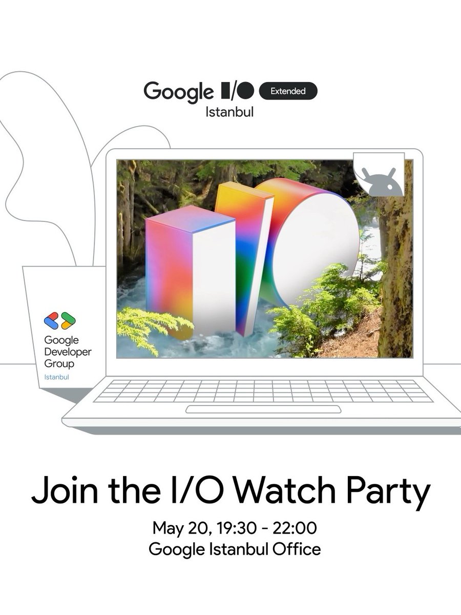 GDGIstanbul's tweet image. Google I/O 2025’i birlikte izlemek için 20 Mayıs akşamı Google İstanbul Ofisi’nde bir araya geliyoruz. 📍
Yapay zekâ, Android, web ve daha fazlasına dair en yeni duyuruları canlı yayında takip ediyoruz.
Kayıt ve detaylar için etkinlik sayfasına göz atmayı unutmayın!…