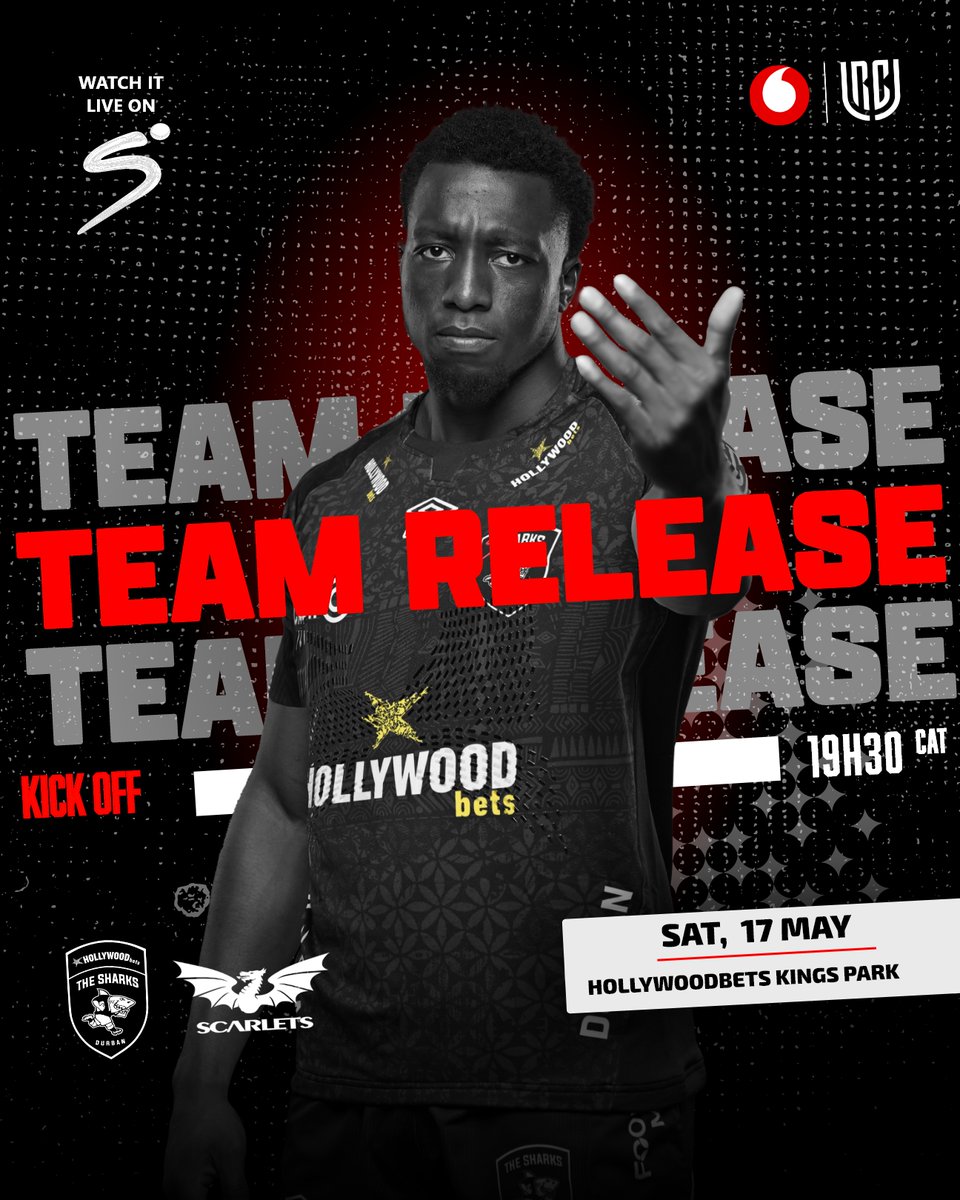 SharksRugby's tweet photo. 🔥Your Hollywoodbets Sharks team for tomorrow🔥

Read the full team release article on https://t.co/hFYJ5sbwix

@Vodacom #URC #SHAvSCA https://t.co/ssjHmJdrnT