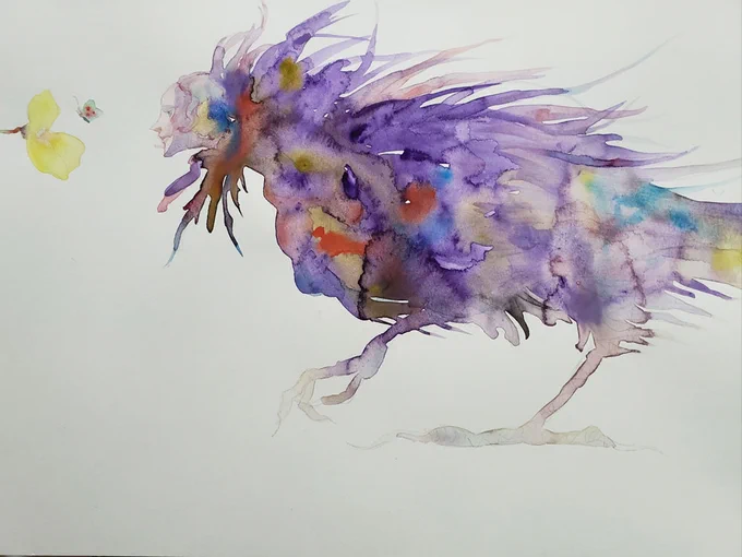 #作家魂が燃える瞬間 なので神とか、人外、引きで世界を描くときは絵の具と水に描いてもらう感じです。