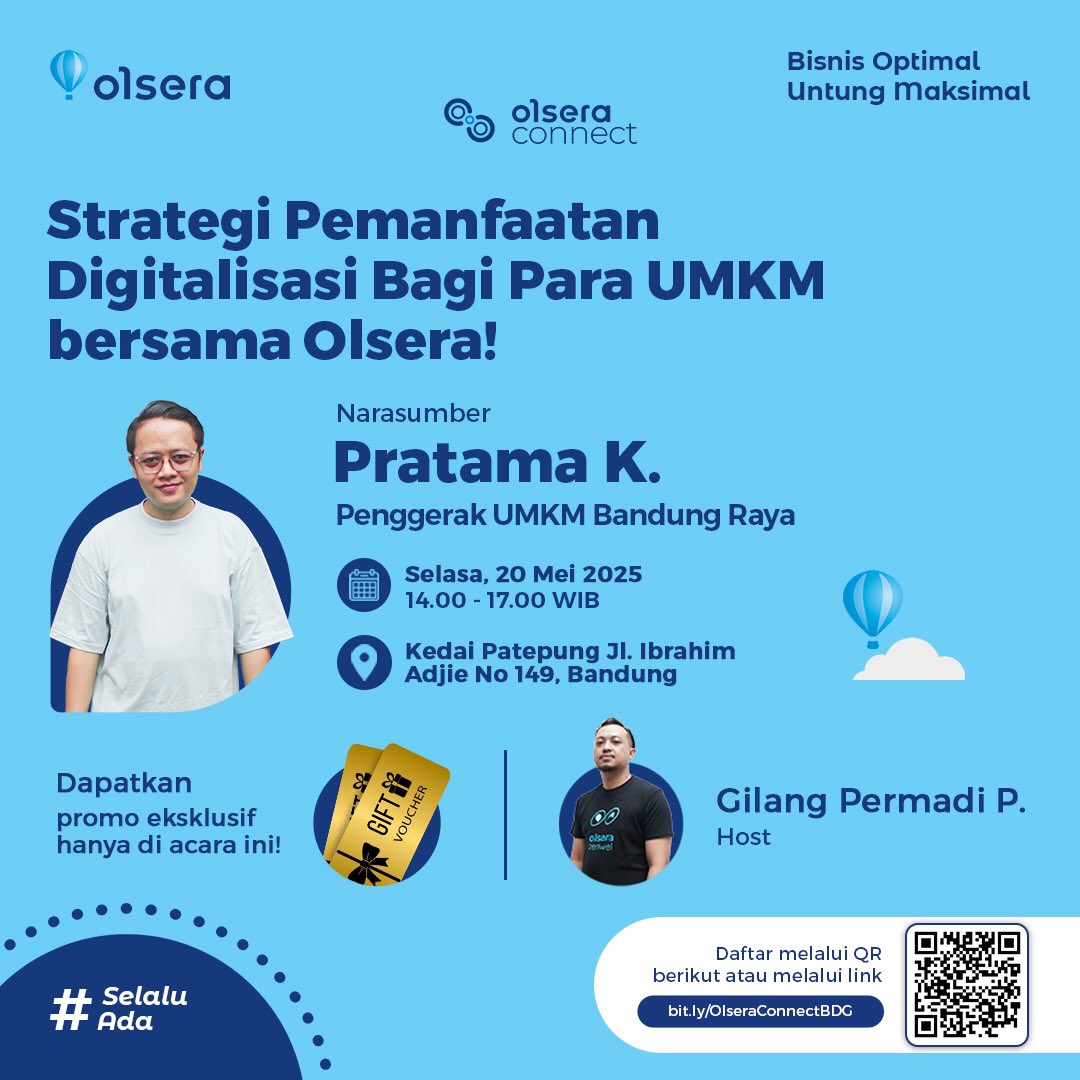 Belajar tentang digitalisasi, dan cara memanfaatkannya, yuk! 🎓

📅 Selasa, 20 Mei 2025
⏰ 14.00-17.00 WIB
📍 Kedai Patepung Jl. Ibrahim Adjie No. 149, Bandung

Gak cuma daftarnya yang gratis, kamu berkesempatan mendapatkan total saldo senilai e-Wallet Rp250. 000! ✨