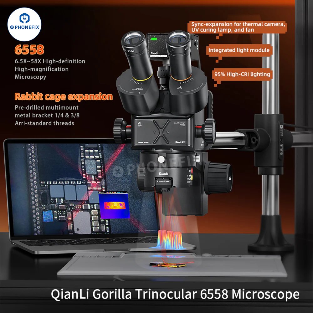 phonefix2454's tweet image. 6.5-58X trinocular microscope, with thermal imager, high color rendering lighting restores true colors, laser coaxial positioning quickly locks the fault point! 🌟

#trinocularmicroscope #microscope #electronicrepair #precisiontools  #mobilephonerepairtools #repairmicroscope