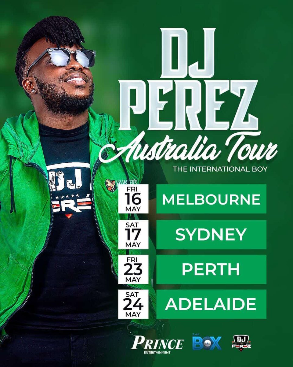 ppptv_'s tweet photo. Kenyan DJ Perez (The International Boy) kicks off his Australia Tour on Friday, May 16 in Melbourne, then Sydney (May 17), Perth (May 23), and Adelaide (May 24).
Read more: https://t.co/jK1OJP2Z0j / https://t.co/SMxuDx5VPM
#ppptv #ppptvupdates #playkenyanmusic
✍: @eugine.micah https://t.co/OiCMrk4UAz