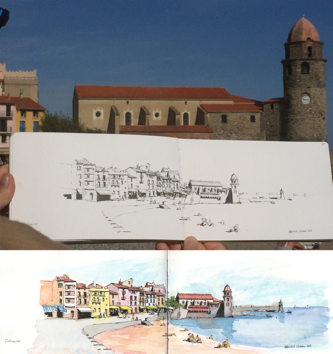 Collioure, pen and watercolour #thedailysketch #bigartboost #sketchbook #sketch #urbansketcher #urbansketchers #usk #draw365 #drawing #acrylic #painting #artoftheday #acrylicpainting #artchallenge