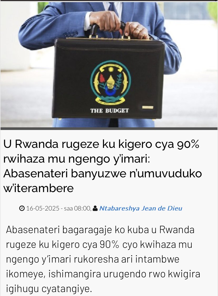 Aya makuru se mwari muyazi?

U Rwanda rugeze ku kigero cya 90% rwihaza ku ngengo y’imali

Babandi birirwa basakuza ngo mu Rwanda tubeshwaho nuko twahawe inkunga, mujye mubereka post nkizi.

Indi mpamvu yo gushimira President Kagame na RPF Inkotanyi.

Namwe bake muvugira mu