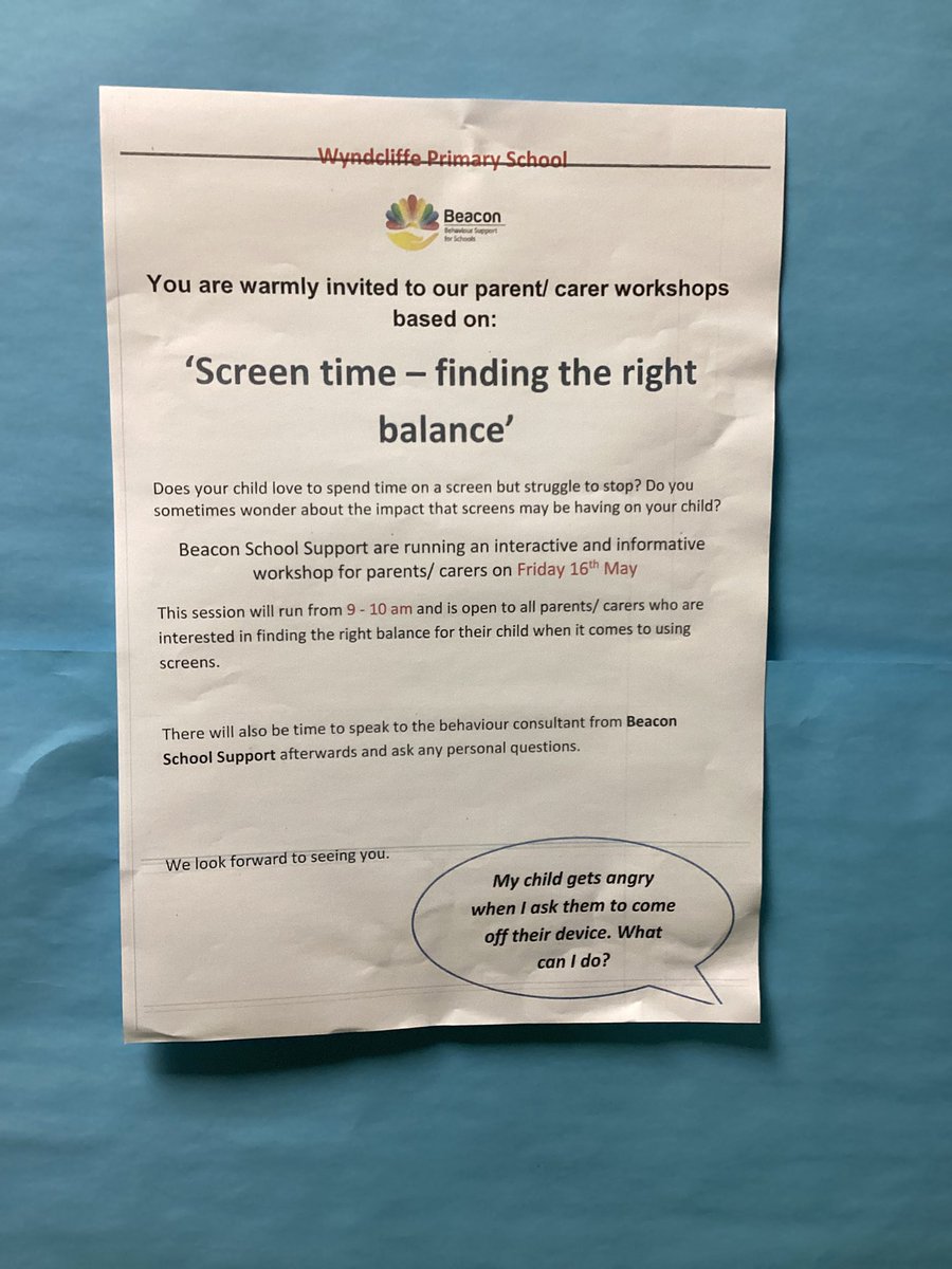 wyndclf's tweet image. Beacon Behaviour Support, Screen time- finding the balance #LeighTrust #WPS #parentworkshop #parentaladvice #informative #screentime
We appreciate the great turnout we had this morning, thank you to all the parents that attended.