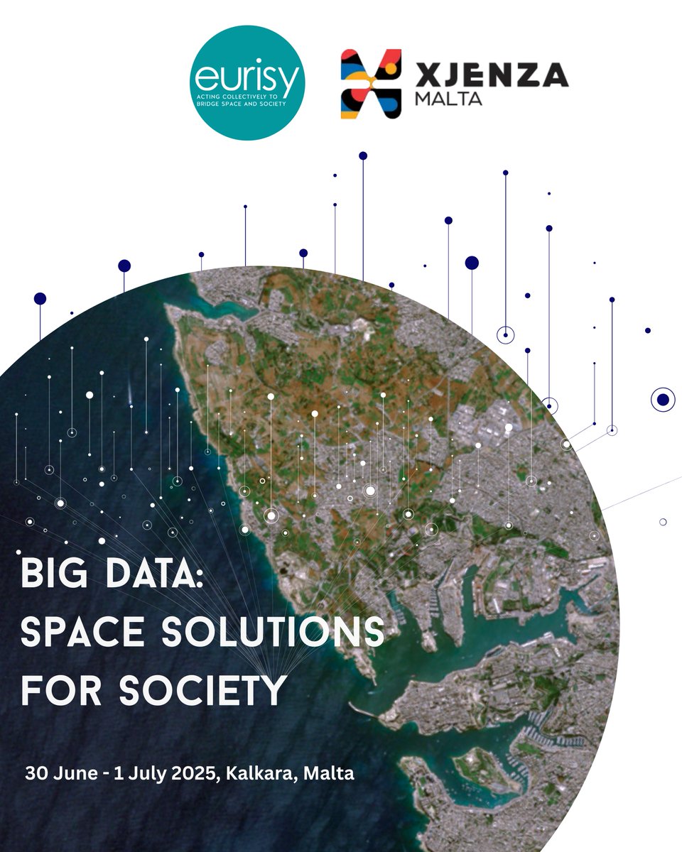 📢Registrations are OPEN!

Connect with leading experts, exchange forward-thinking ideas, and explore the latest innovations powering space data for society.

Learn more and register ⬇️
eurisy.eu/event/big-data…

#Space #AI #BigData