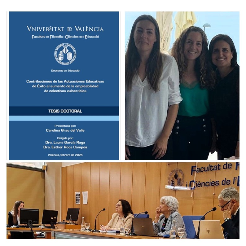 🎓 Tesis doctoral defendida en <a href="/UV_EG/">Universitat València</a>:
 "Actuaciones Educativas de Éxito y su impacto en la empleabilidad de colectivos vulnerables".
Dirigida por las Dras. Esther Roca Campos y Laura García Raga.
Gracias a escuelas y entidades participantes.
#Educación #Inclusión #Empleabilidad