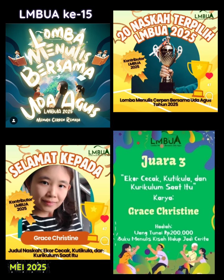 Grace_tine's tweet photo. Terima kasih kepada penyelenggara lomba, dewan juri, serta pihak² terkait. Sukses terus utk ajang² LMBUA selanjutnya 🙏
#LMBUA #cerpen #cerpenremaja
#healingbywriting 
#gracechr https://t.co/WEH2sE1Qsr
