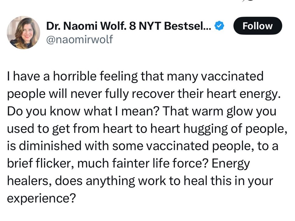 DrNeilStone's tweet photo. With this kind of incoherent pseudoscientific drivel Dr Naomi Wolf is in serious danger of being offered a senior position at HHS by RFK Jr https://t.co/G7LSDKkIBu