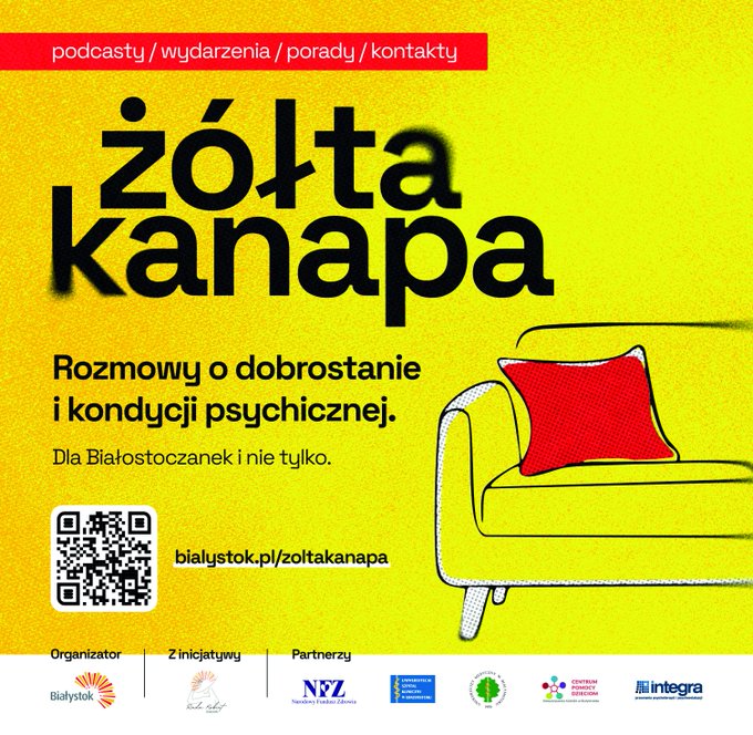 NFZ_Bialystok's tweet photo. Kampania #ŻółtaKanapa @WBialystok  nagrodzona statuetką  #podlaskamarka 2024 🎊🎆 w kategorii "Społeczeństwo"! 
#PodlaskiNFZ i @UMB_Bialystok są partnerami cyklu działań na rzecz zdrowia psychicznego. 
Ta niezwykle ważna inicjatywa będzie kontynuowana!
#Podlaskie #DumaRegionu https://t.co/OcsQhx3F5t