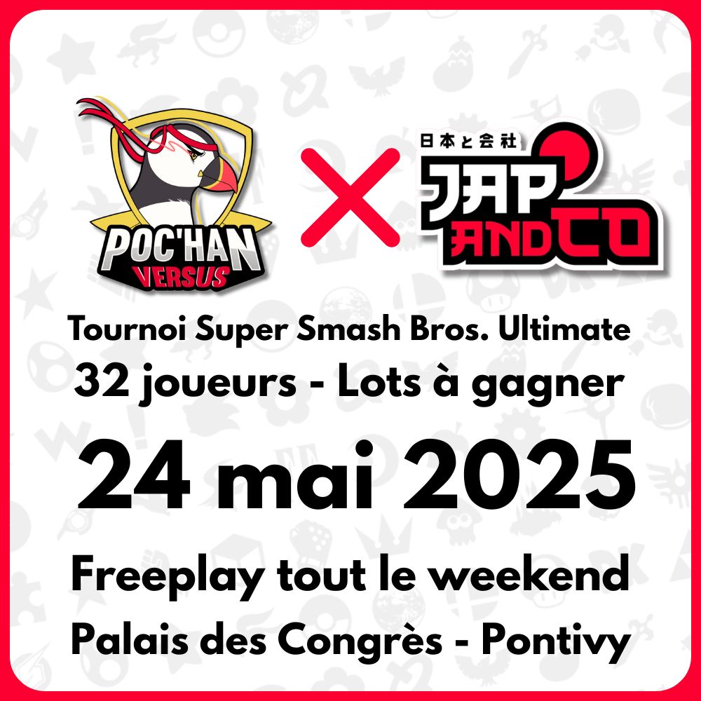 On est de retour pour une 3e année à la Jap &amp; Co !

Comme chaque fois, on vous propose un weekend entier de jeux en tout genre &amp; avec un tournoi Smash Bros. Ultimate le samedi !!