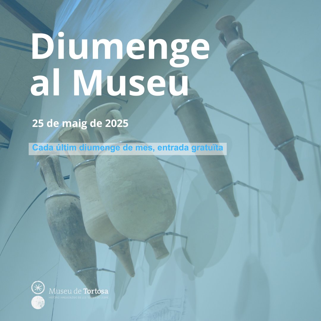 Museu de Tortosa (@museudetortosa) on Twitter photo Aquest diumenge és l’últim de maig i us recordem que l’entrada al #MuseudeTortosa és gratuïta. Obrim d’11.00 a 13.30 hores.
Us hi esperem!
<a href="/Tortosa/">Ajuntament de Tortosa</a> <a href="/tortosaturisme/">Tortosa Turisme</a> <a href="/terresebretur/">Terres de l'Ebre</a> #Tortosa #terresdelebre Aquest diumenge és l’últim de maig i us recordem que l’entrada al #MuseudeTortosa és gratuïta. Obrim d’11.00 a 13.30 hores.
Us hi esperem!
<a href="/Tortosa/">Ajuntament de Tortosa</a> <a href="/tortosaturisme/">Tortosa Turisme</a> <a href="/terresebretur/">Terres de l'Ebre</a> #Tortosa #terresdelebre
