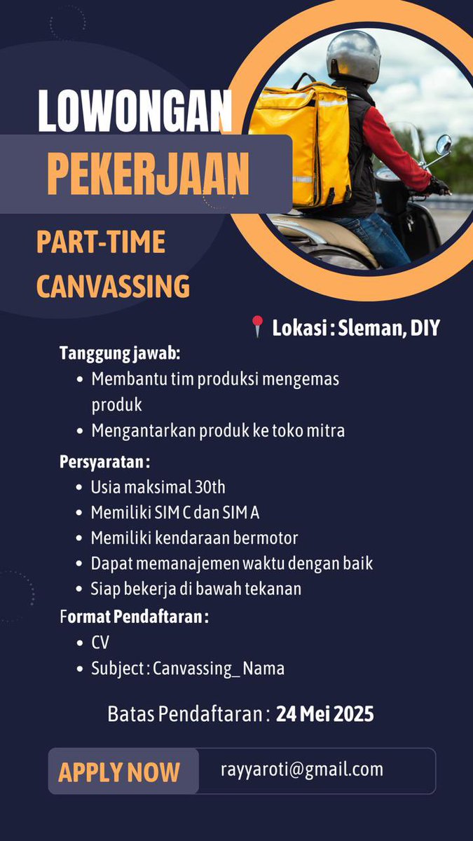 inestyalay's tweet photo. Halo warga X! Izin share #loker, barangkali ada yang butuh pekerjaan, bisa langsung email ke alamat di bawah ya! Good luck!😁 #lokercot #hiring @worksfess @hrdbacot https://t.co/wiASMPXrlc