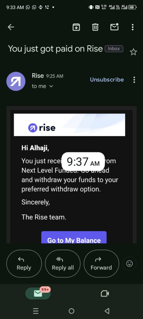MARTE FX 📊 (@agzanna) on Twitter photo First payout landed!
Just got approved in 40 minutes and received my payout from <a href="/NextLvlFunded/">Next Level Funded</a> via Rise. Grateful for the speed and the journey ahead!
#NextLevelFunded #PropFirmTrader #ForexTrader #AGMarte First payout landed!
Just got approved in 40 minutes and received my payout from <a href="/NextLvlFunded/">Next Level Funded</a> via Rise. Grateful for the speed and the journey ahead!
#NextLevelFunded #PropFirmTrader #ForexTrader #AGMarte