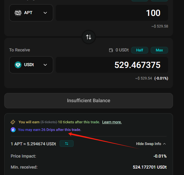 OKX和 apt基金投的defi项目 <a href="/hyperion_xyz/">Hyperion</a>  很快就会TGE，目前还有机会
直接提币到链上SWAP，每次交易都会有积分，金额越大积分越多。加池子也会有积分，建议添加！

🔎 链接:
hyperion.xyz/drips?inviteCo…
🔗 邀请码: ZfNtrp 
#Hyperion #Drip #Aptos #DeFi