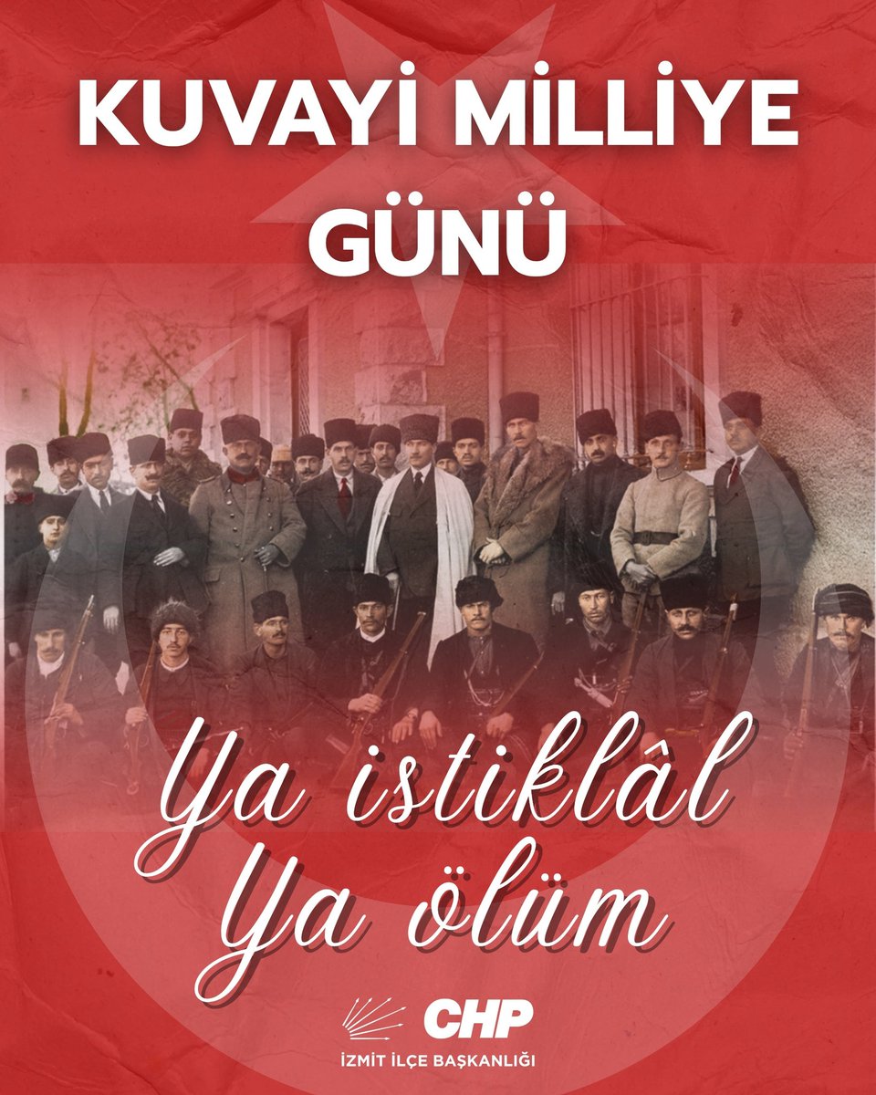 izmitCHP's tweet photo. İşgalin karanlığına karşı örgütlenen halk iradesi, bu topraklarda özgürlüğün ve direnişin adını yazdı.
Kuvayı Milliye, yalnızca bir geçmiş değil; bugün hâlâ omuzlarımızda taşıdığımız onurlu bir sorumluluktur.

#KuvayıMilliyeGünü #BağımsızlıkRuhu #DirenişinMirası https://t.co/t11SR527Np