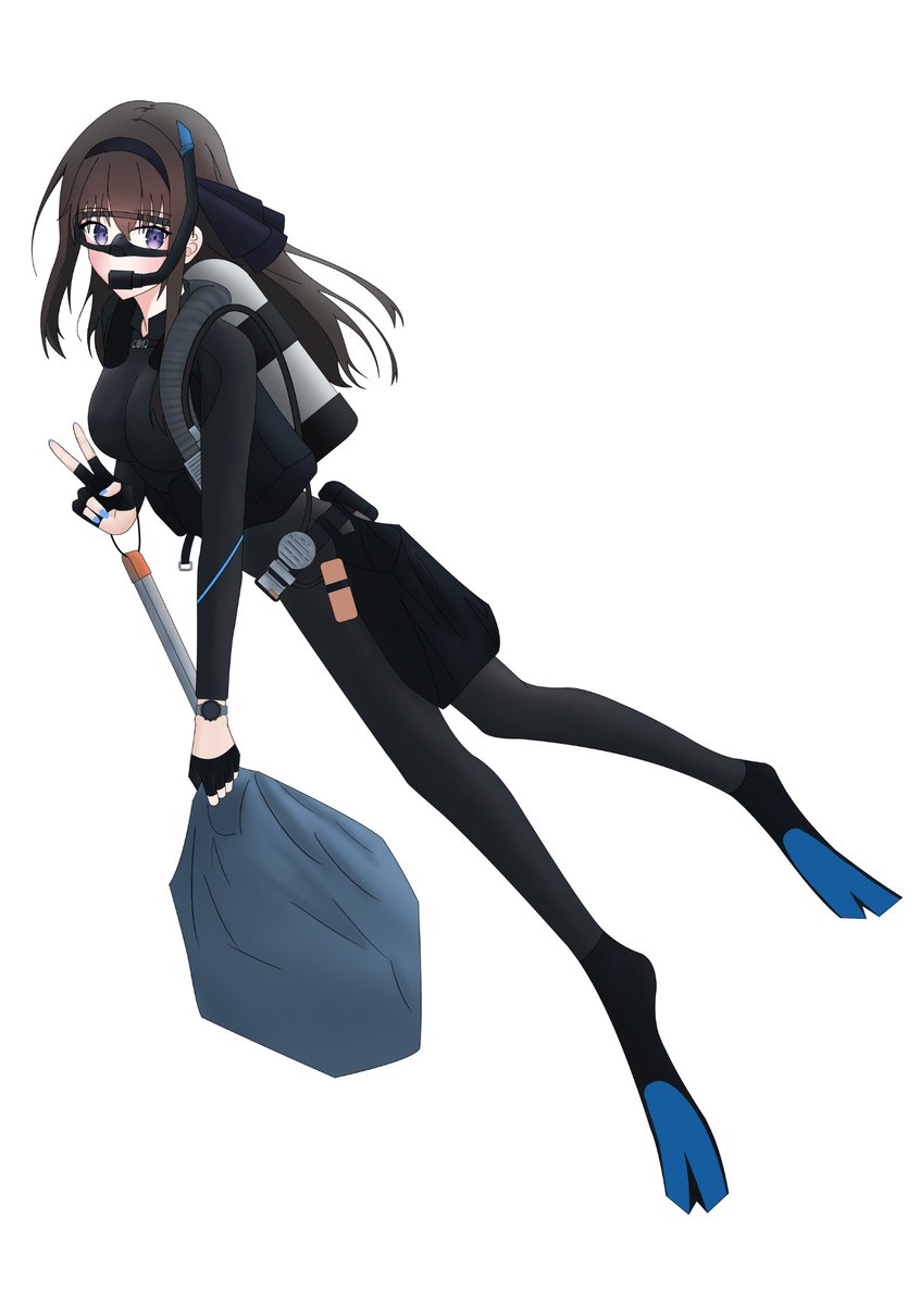 Kanda_Nasuno's tweet photo. 「ダイビングしている女子」(Work In progress) https://t.co/13HRLug2zh