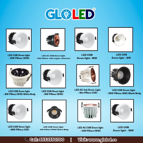 GLOLED COB Down Lights: Bright, stylish, energy-efficient. Perfect for modern homes &amp; offices. Call 9553550700. #GLOLED