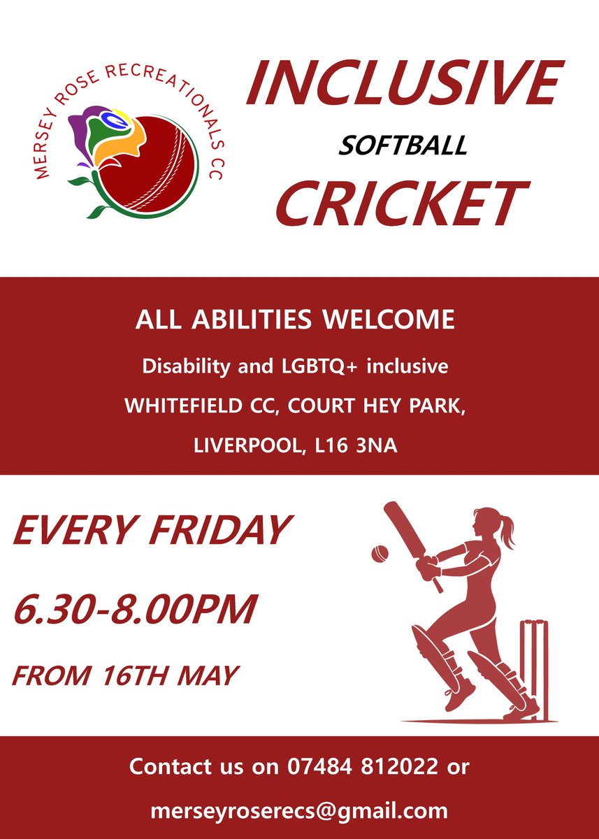 Our outdoor softball training begins tonight.

Softball is aimed at people who are new to the game, disabled people, women and anyone who wants to enjoy cricket in a more relaxed format.

Please contact us if you're interested in taking part.